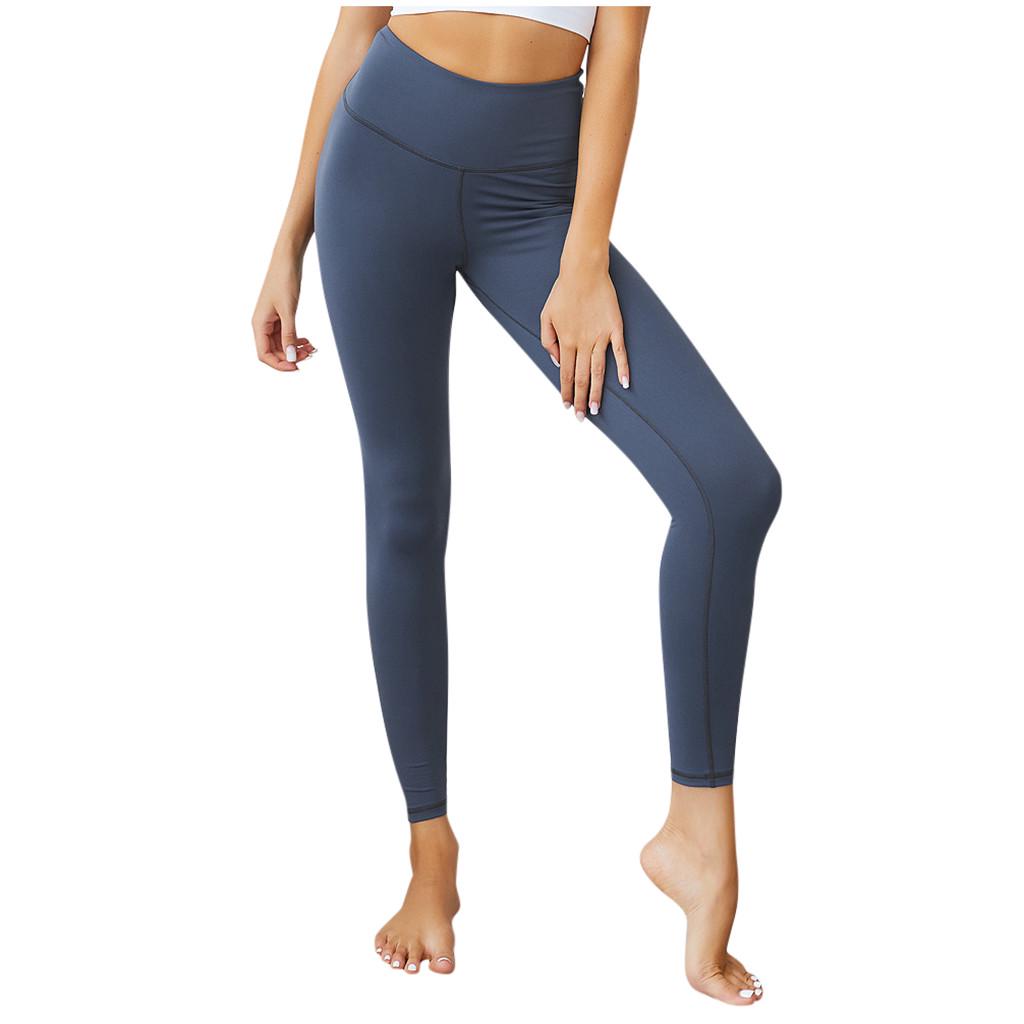 Fashion Womens Solid Sport Leggings Casual Elastic High Waist Fitness Yoga Pants