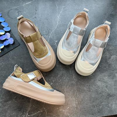Новые туфли-липучки, маленькие белые туфли, женские, лето 2025, повседневные туфли на платформе, полые, дышащие, универсальные, удобные женские туфли