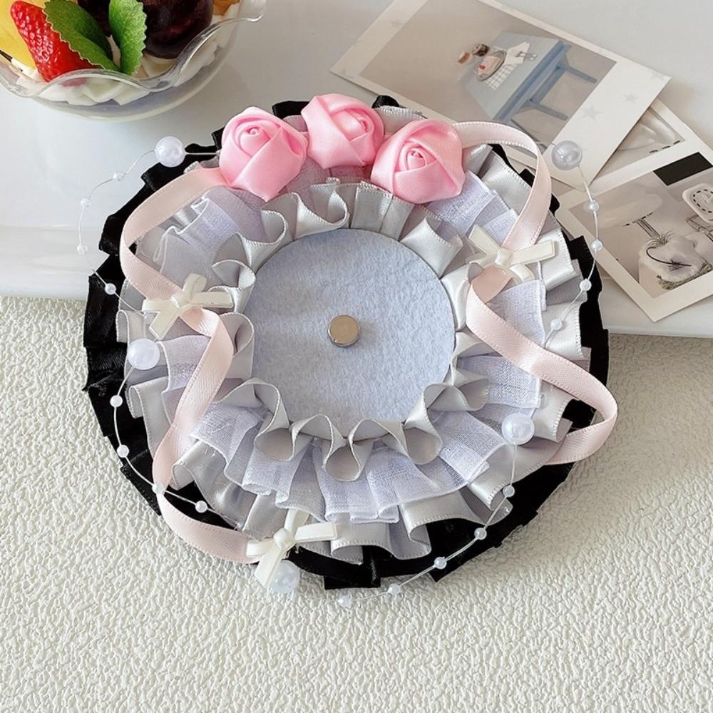 Lace Magnetic Anime Badge Holder Rose Ornate Ribbon Badge Flower Ita Bag Accessories