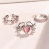 iF ME Zircon Silver Ring for Women Opening Sweet Pink Crystal Bow Heart Rings Accessories Jewelry