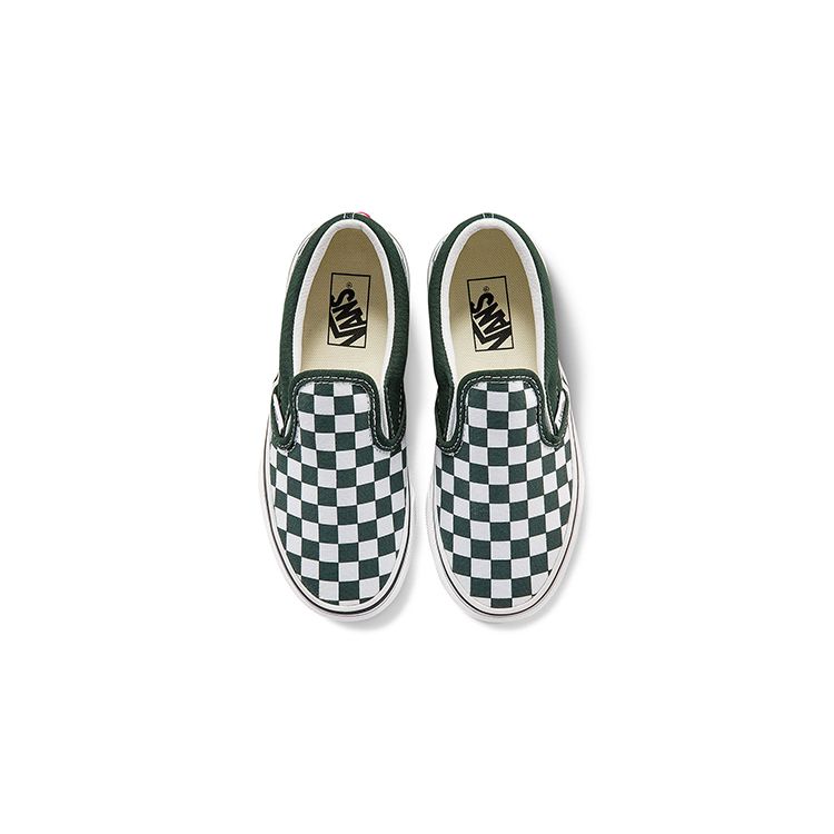 Vans Повседневные слипоны Прочные Легкие Низкие Детские кеды для скейтбординга Зеленые Белые Шахматная клетка Детские кроссовки VN0A5KXM8CA