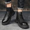 Fashion Genuine Leather Men's Short Boots Trendy Minimalist Design Style Outdoor Leisure Business Party Office Motorcycle Leather Shoes