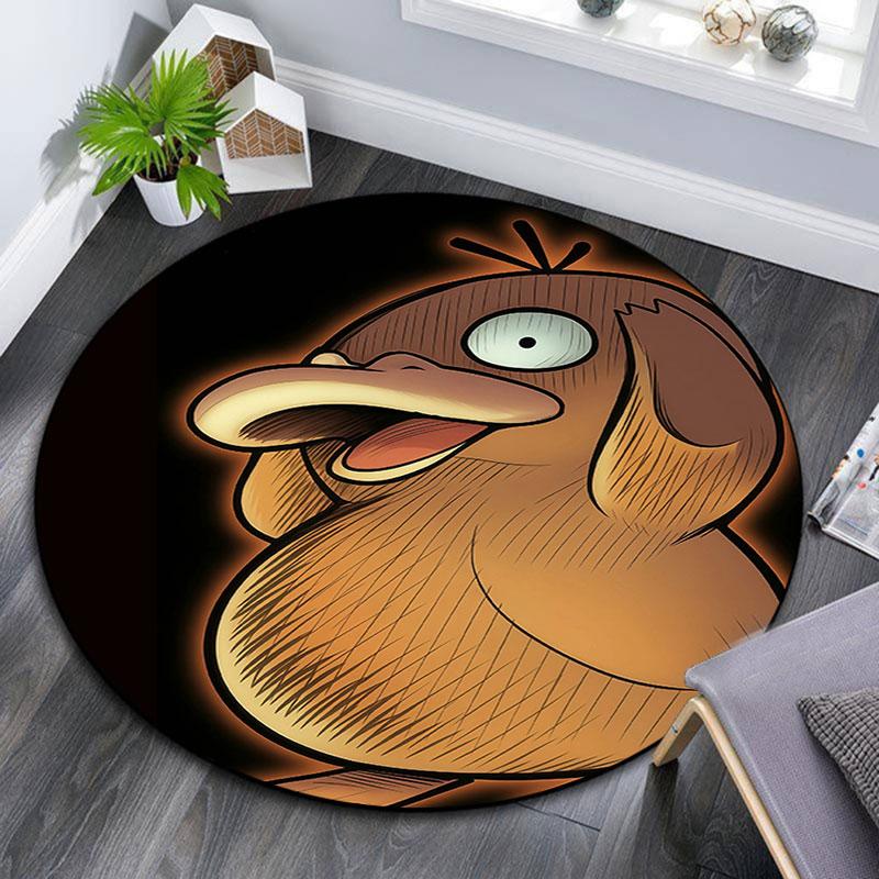 Psyduck Cartoon pattern round rug,Carpet Rug for Living Room Bedroom Playroom ,Non-slip Floor Mat,Holiday Gifts and Birthday Gifts.