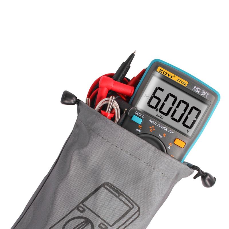 ZOYI 102 Multimeter 6000 Count Backlight AC/DC Ammeter Voltmeter Ohm Frequency Diode Temperature RM101