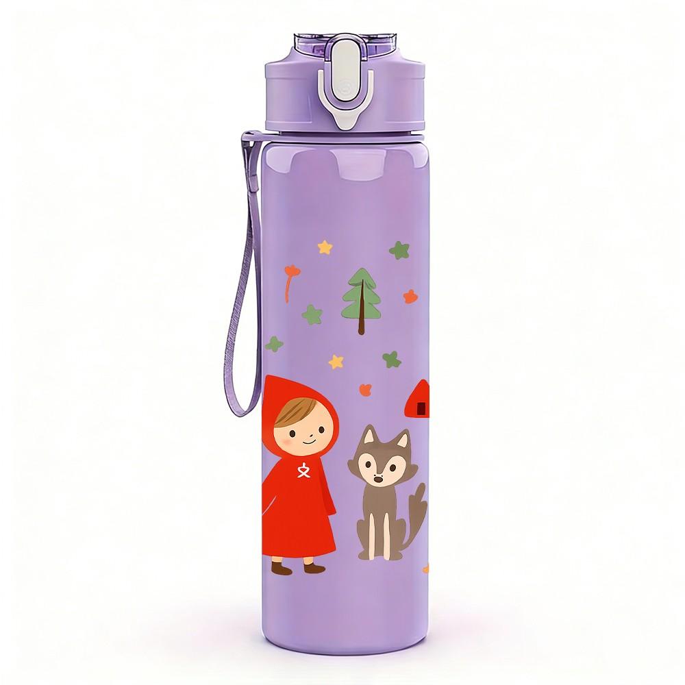 1PC Little Red Riding Hood Scene 750ml Color Plastic Sports Water Bottle Leakproof Flip Straw Lid For Sports Office Home Use