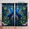 2 Pcs Colorful peacock print curtains,suitable for bedroom,living room kitchen decoration,home decoration,window decoration