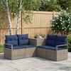 Sofa Set 5 Pieces Gray and Navy Blue Poly Rattan and Steel