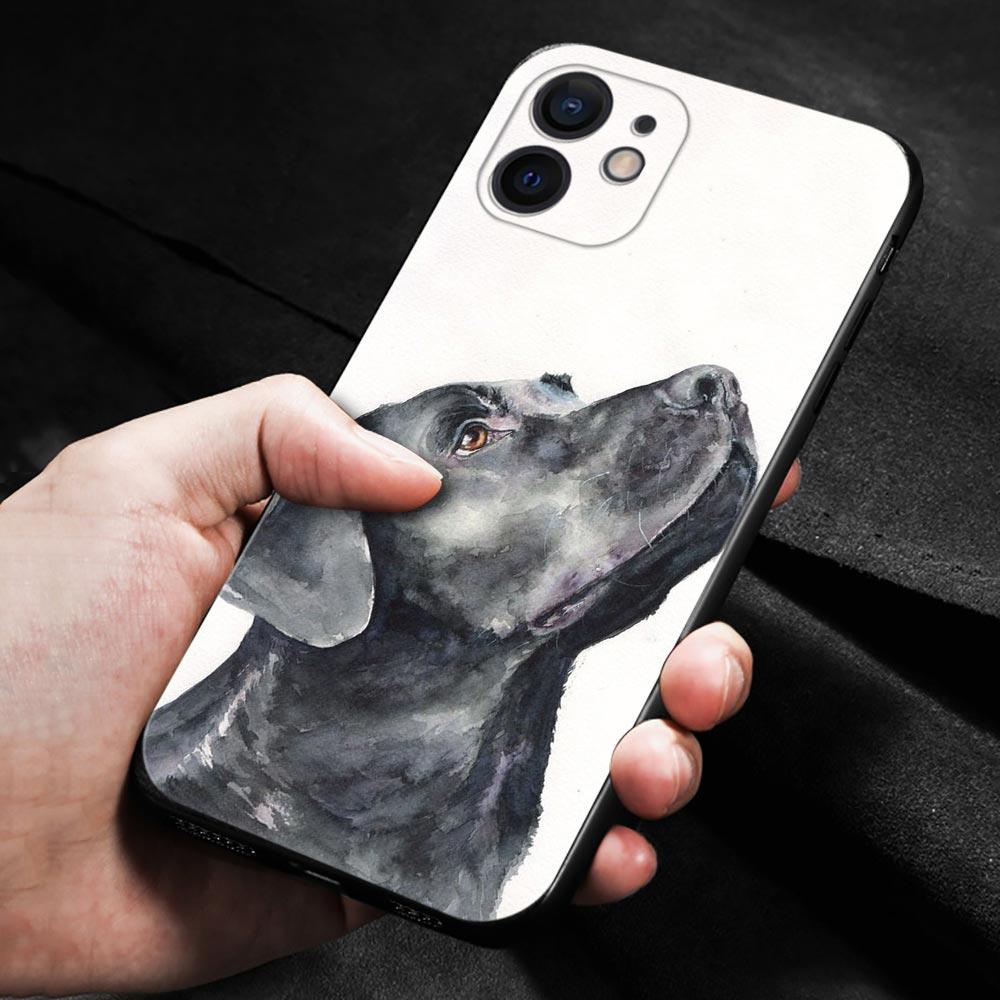 Черный чехол для телефона с собакой для iPhone Samsung Galaxy Redmi Xiaomi Oppo OnePlus Note SA 7 8 9 10 11 12 13 14 20 21 22 23 53 54 Pro Max Plus Ultra TPU Soft