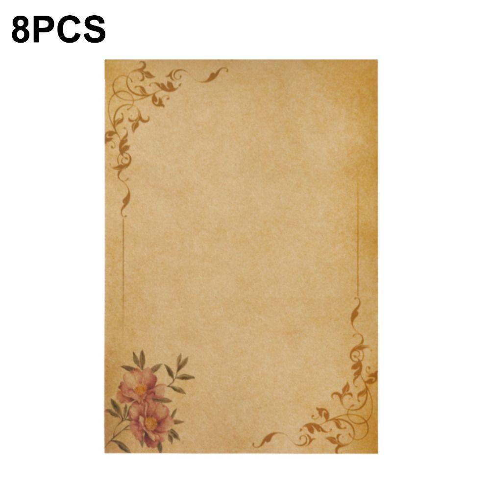 8 Pieces Antique Colored Printed Writing Paper Kraft Writing Stationery Papers Mail Paper