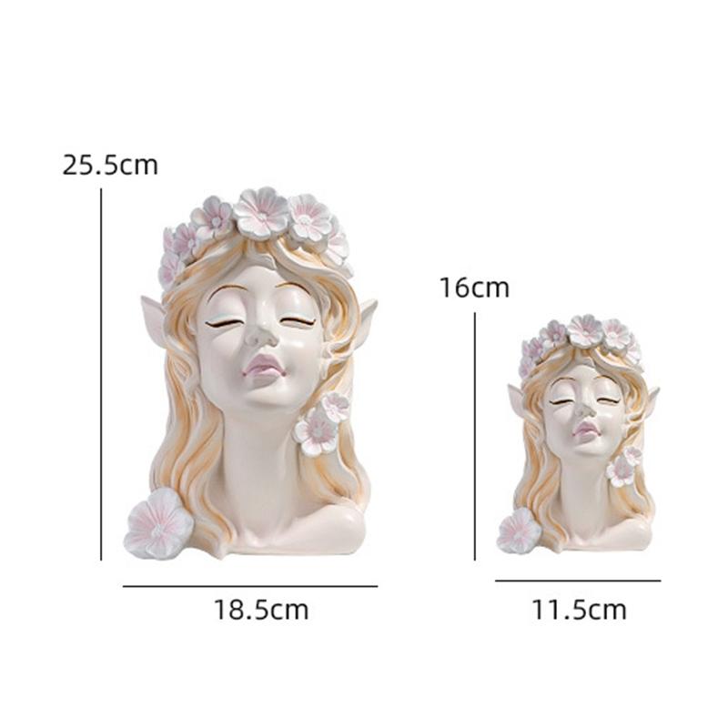 Nordic Resin Vase Flower Fairy Angel Human Head Abstract Half Body Arrangement Human Face Modern Home Interior Decoration