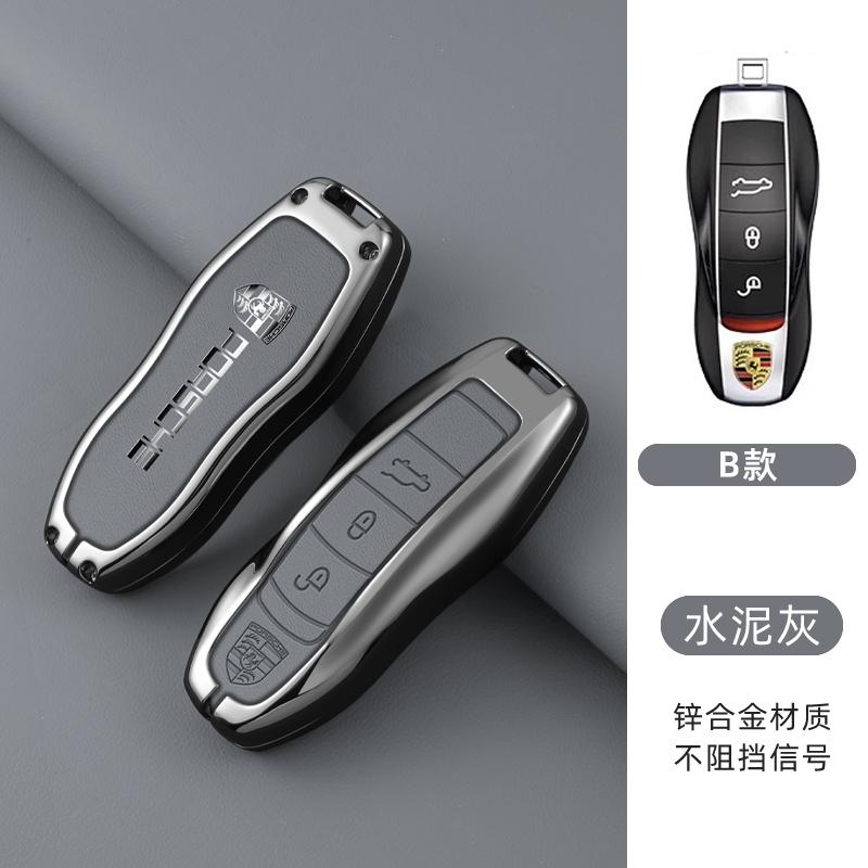 Leather Car Key Case Cover Shell Keychain Fob For Porsche Panamera Spyder Carrera Macan Cayman Cayenne 911 970 981 991 Accessory