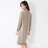J-Scott Women's Knit Dress, Knee-Length, Long Sleeves, Solid Color, Mock Neck, Ribbed I-Line, Simple, Soft, Beige, JS22-BG-S