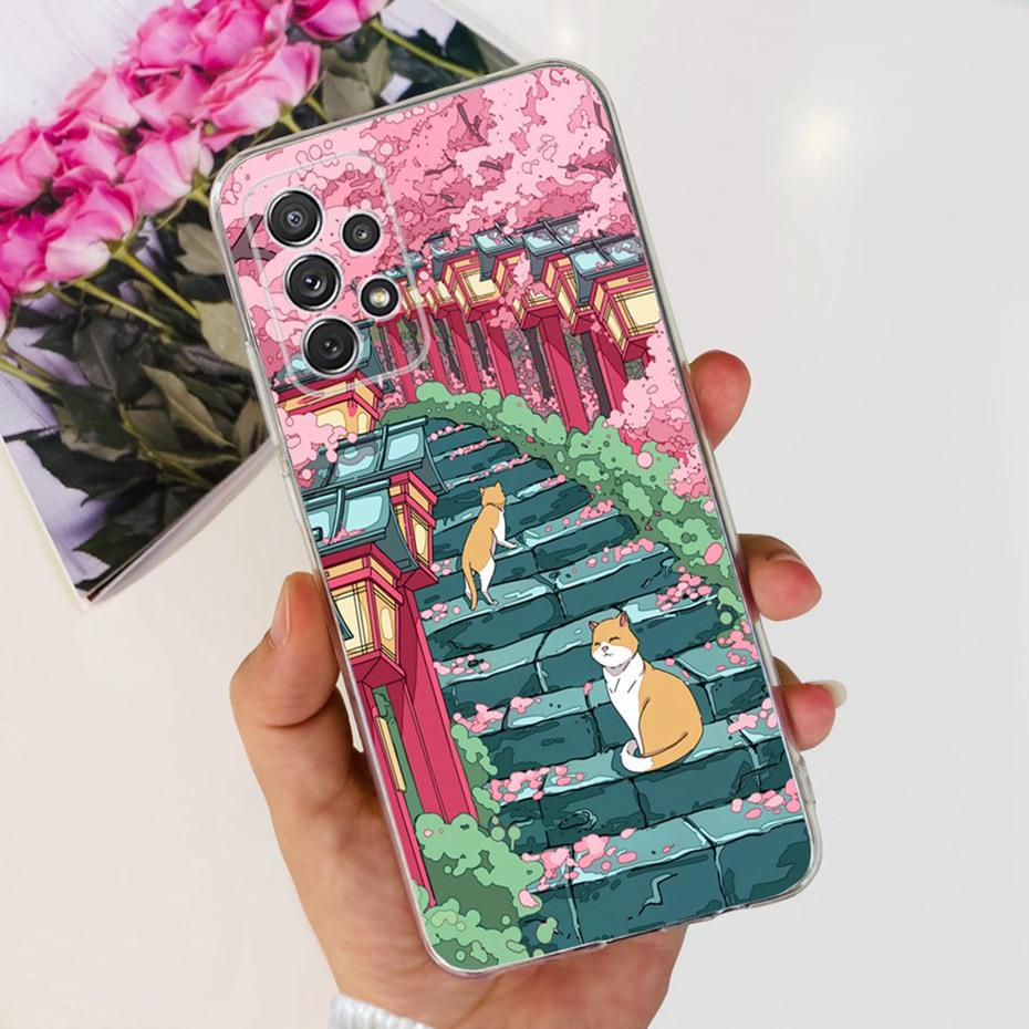 Для Samsung Galaxy A32 SM-A325F Милый Цветочный Кот Чехол для Телефона Для Samsung A32 4G Мягкий Силиконовый ТПУ Задняя Крышка