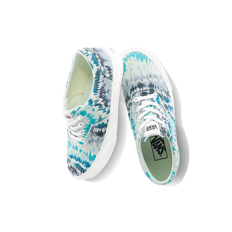 Vans Серия в национальном стиле Холщовые Модные Универсальные Повседневные Низкие Кеды для Скейтборда Женские Кроссовки Синий Тай-Дай VN0A3MVZ54H