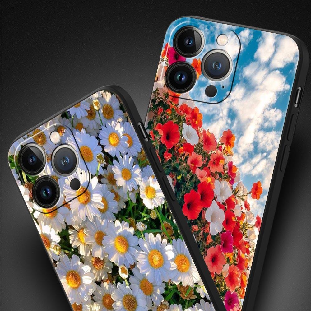 Чехол для телефона для iPhone 17 16e 15 14 13 12 11 Pro Max SE 7 8 Plus Оболочка iPhone 16 Мягкий ТПУ Чехол Мягкий Бледный Маленький Цветок