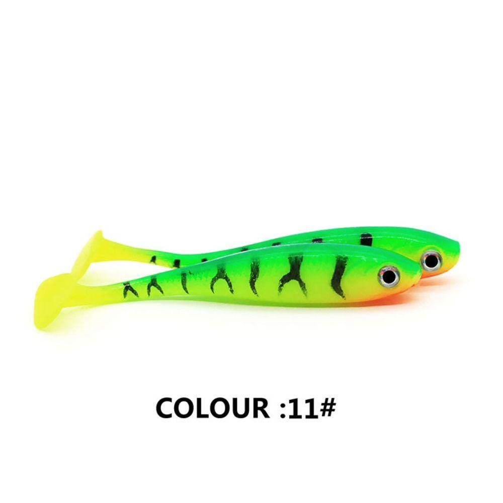 5PCS Artificial T-tail Soft Bait Silicone Jigging Wobblers Paddle Tail Swimbaits  Pike