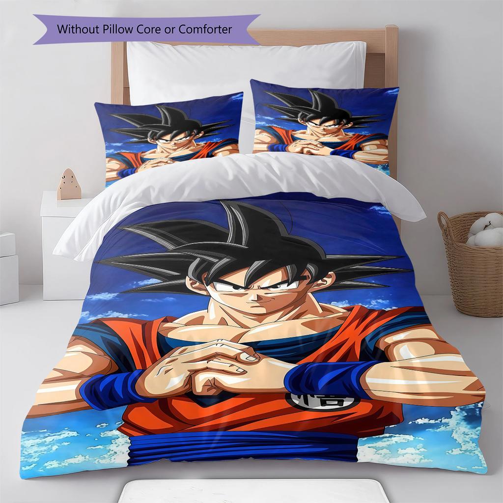 Постельное белье с рисунком DRAGON BALL, Комплект с одеялом, Пододеяльник, Наволочка, Домашний подарок на день рождения (1 пододеяльник + 2 наволочки, без наполнителя)