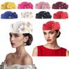 With Flower Soft Beret Caps Soft Tea Party Cap Fashion Felt Turban Hat  for Women