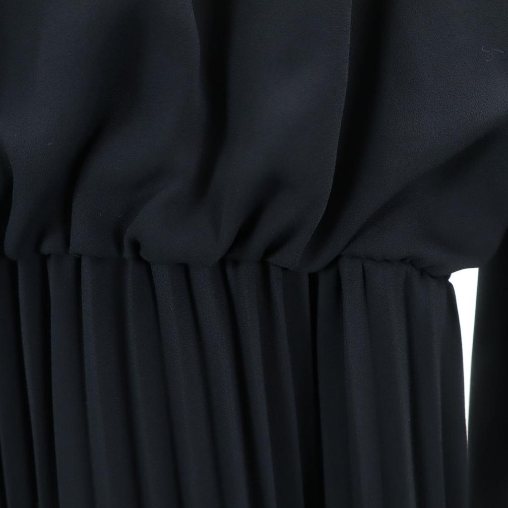 Green Label Relaxing Long Sleeve Pleated One Piece 38 Navy UNITED ARROWS Women Used