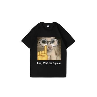 Итак, что такое женская футболка Sigma Fun, Глупый кот, Юмористический принт, Модный топ, Круглый вырез, Милая, Очень большая уличная одежда