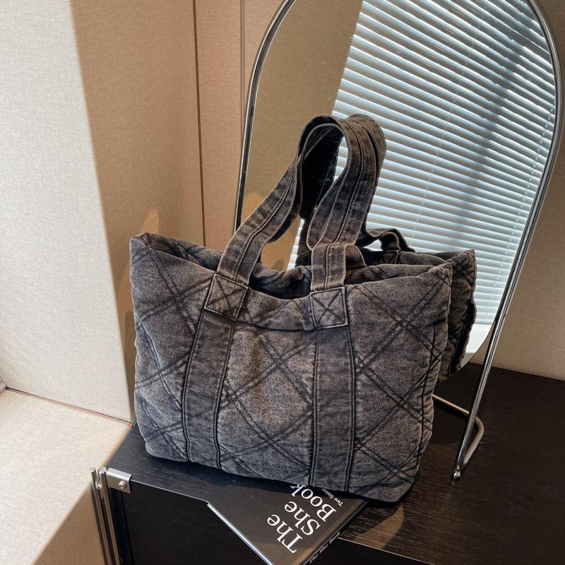 Простая хлопковая одежда, переносная сумка-тоут, женская сумка для поездок на работу осенью и зимой, вместительная повседневная универсальная сумка через плечо с бриллиантами