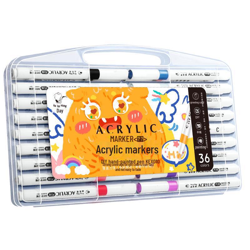Водостойкие акриловые маркеры Kaba Bear - 24 цвета, глянцевые, для творчества для детей со специальной кисточкой