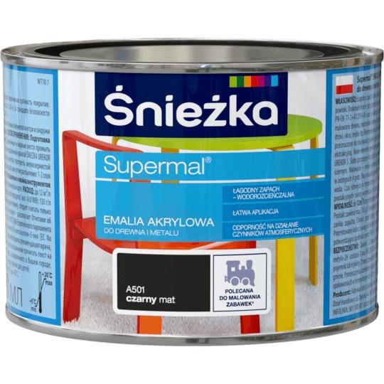 Śnieżka Eko Supermal Emalia Akrylowa Czarny Mat 0,4L