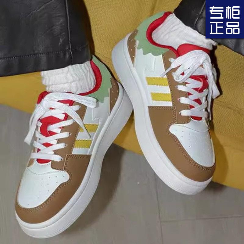 Платформенные белые женские туфли 2025 новый популярный весна и осень мягкая подошва универсальные оригинальные нишевые бургер повседневные кеды