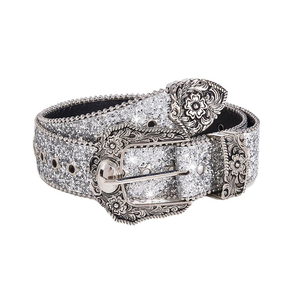 Metal Engraved Buckle Western Cowboy Belt PU Leather Buckle Belt Fashion Waistband  for Men Women