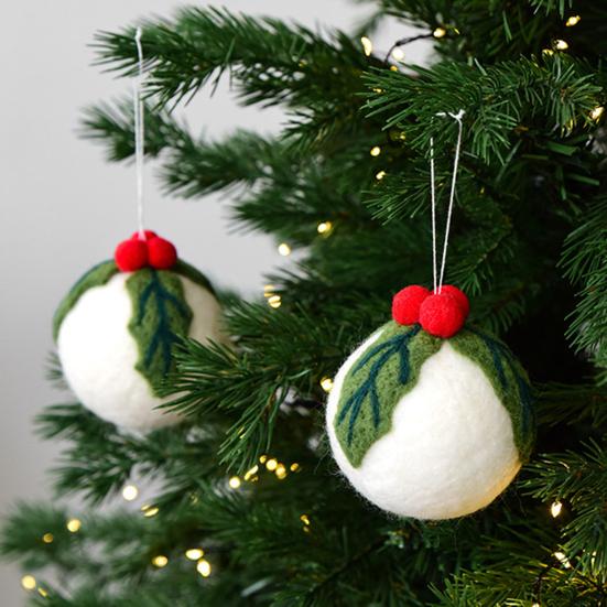 Шерстяной шар Рождественское украшение Ручная работа Войлочные шары Подвеска на рождественскую елку