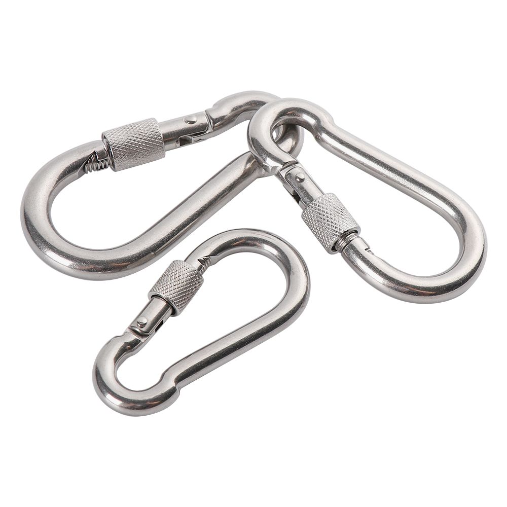 M4~M12 Camping Equipment 304 Stainless Steel Lock Ring Carabiner Safety Hook Travel Kit