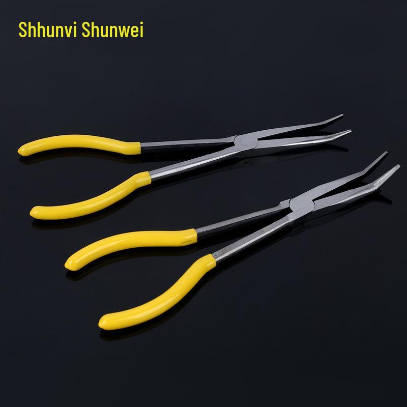 Плоскогубцы Shunwei с изогнутыми губками, 11 дюймов: Сталь 45#, Разные размеры, Рукоятка с пластиковым покрытием