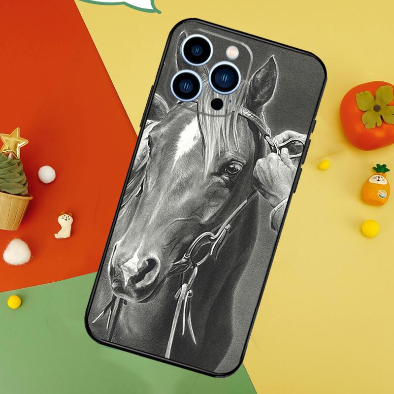 Чехол для телефона с эскизом лошади для iPhone 17 Pro Max 16 15 14 13 12 11 Pro Max Plus 12 13 Mini 16e 17 Air Cover