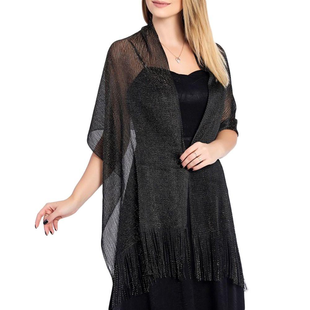 Bridesmaid Temperament Golden Silvery Wire Bridal Shawls Wedding Scarf Dresses Shawls Evening Scarf