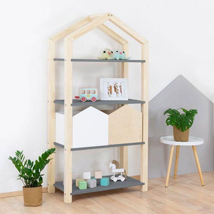 Etagère cabane TALLY - bois naturel et gris