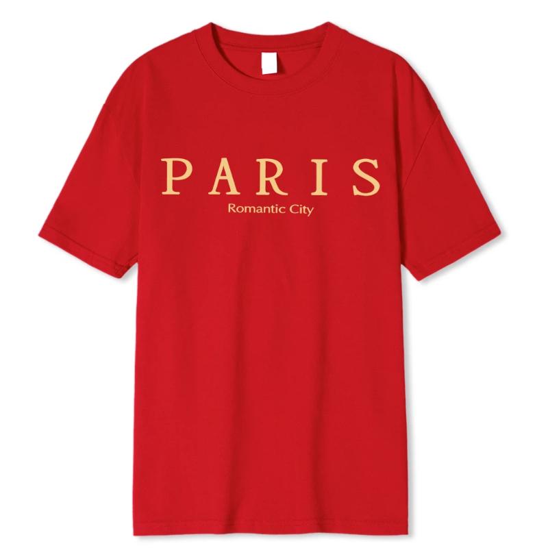 Футболки с графическим принтом Paris Romantic City Letter, мужская летняя свободная одежда, свободная хлопковая футболка большого размера, уличные мягкие топы