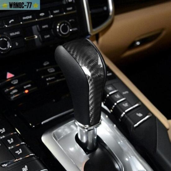 For Porsche Cayenne 958 2011-2017 Carbon Fiber Style Gear Shift Knob Cover Trim
