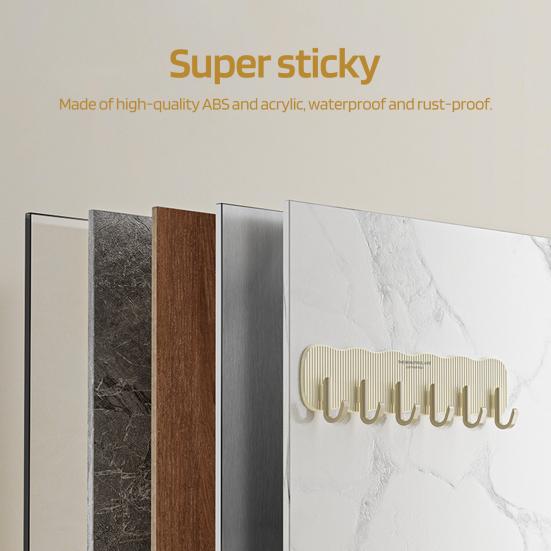 Настенный крючок без ударов, большая несущая способность, противоскользящие 6 крючков, водонепроницаемая вешалка для кухонных полотенец для ванной комнаты, шляпа, сумка на плечо, настенный органайзер