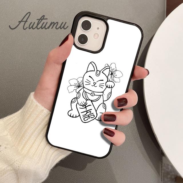 Чехол для телефона с милым счастливым котом для iPhone 11 12 13 14 Pro Max mini X XR XS SE 2020 5 6S 7 8 Plus Samsung Galaxy S21 S22
