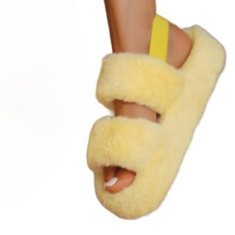 Fashion Women Fluffy Soft Sandals Designer Cozy Fashion Shoes Woman Classical Casual 2025 Winter New Slippers Home Sandalias De Mujer