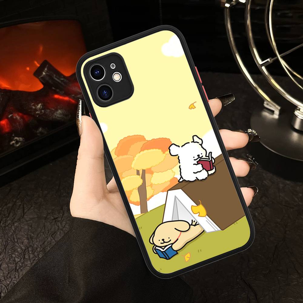 Lovely Line Dog Maltese Phone Case For iPhone 13 12 X XS MAX Pro Max 16 15 11 14 Pro Max Shockproof Matte Cover