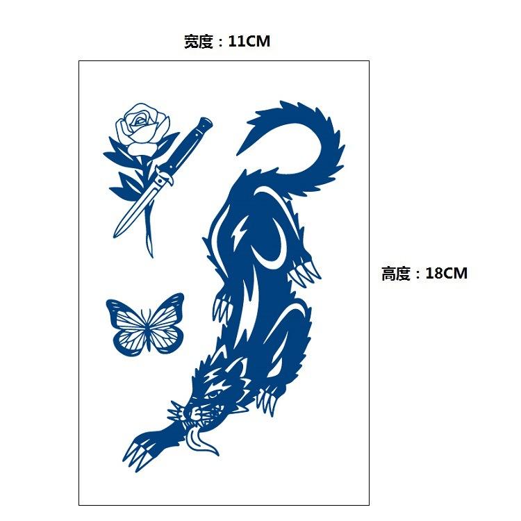 Постепенное изменение геометрический травяной сок лиса кит русалка имитация татуировки наклейка, переводная наклейка на воду