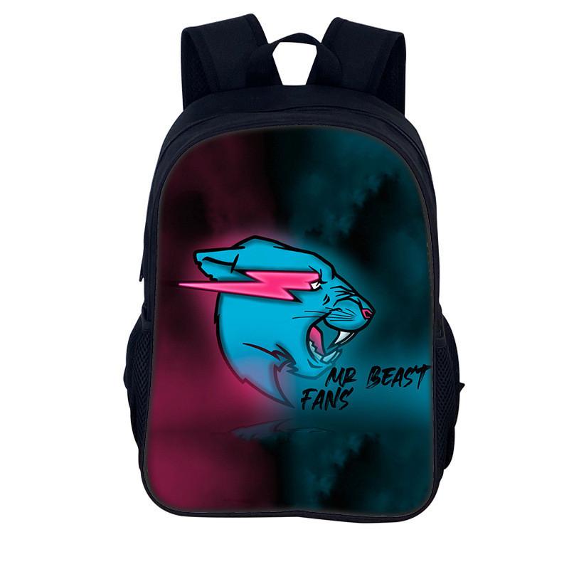 Рюкзак Mr Beast Lightning Cat Для Студентов И Для Активного Отдыха Нейлон Креативный Узор