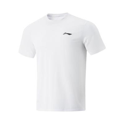 Li Ning Серия для бега Повседневный простой спортивный пуловер с круглым вырезом Однотонная футболка с коротким рукавом Мужские топы Белый ATSV471-2