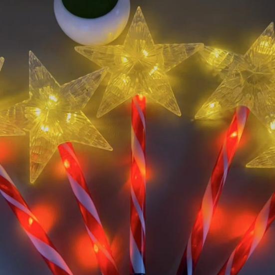 Solar Christmas Stake Lights Waterproof Outdoor Lawn Decor with Santa And Snowman Warm White LED String Lights for Yard And Pathway