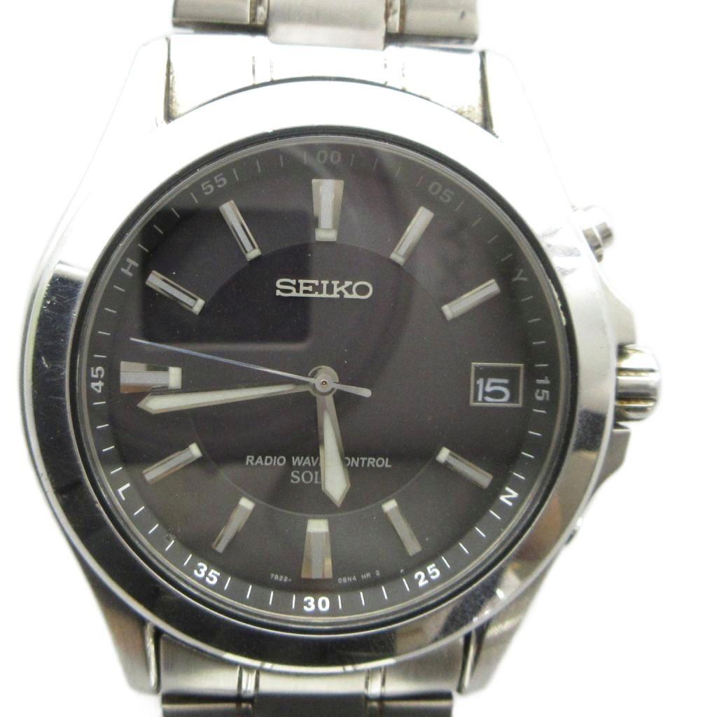 SEIKO Solar с Черным Серебристым Тон 7B22-0AY0 Часы, Питание от Солнца, Календарь, Циферблат, GY18/ MQ Мужские