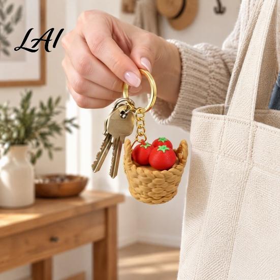 Calming Toys for Focus 3D Printed Mini Vegetable Basket Keychain Cute Simulated Pendant Creative PLA Fidgets Portable Stress Relief Clicker