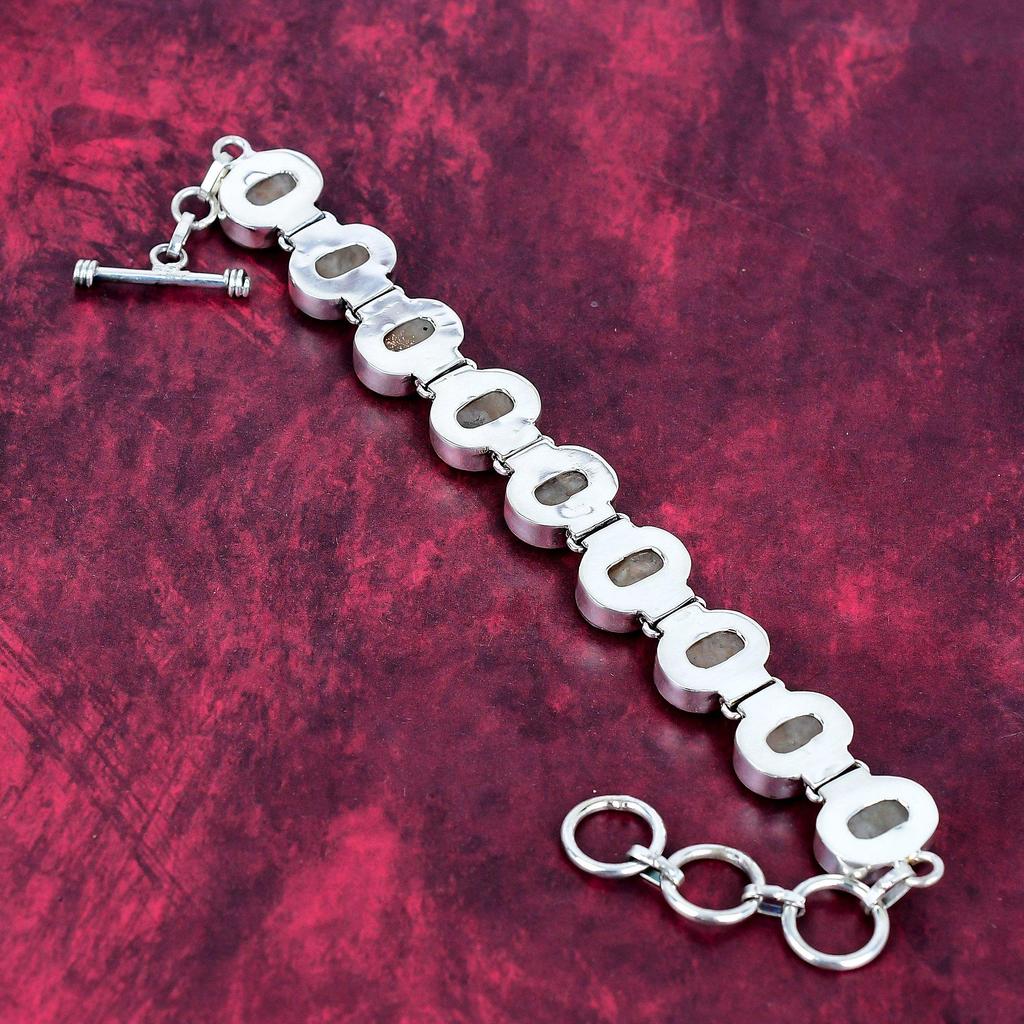 Браслет из цельного серебра Sunstone 925 пробы, браслет ручной работы с драгоценными камнями, подарки для жены, совершенно новый браслет