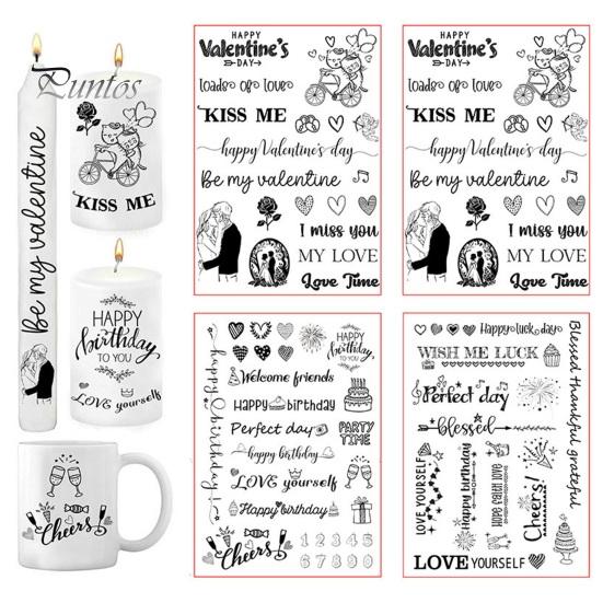 Наклейка на свечу, поговорки, узор, тату-пленка для свечей, сделай сам, украшение поверхности свечи для вечеринки, Дня святого Валентина