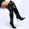 Women Boots Sexy Thigh High Boots Ladies Mirror Punk Thin High Heels Knee Long Boot Casual Party Shoe Knee Long Boots for Women